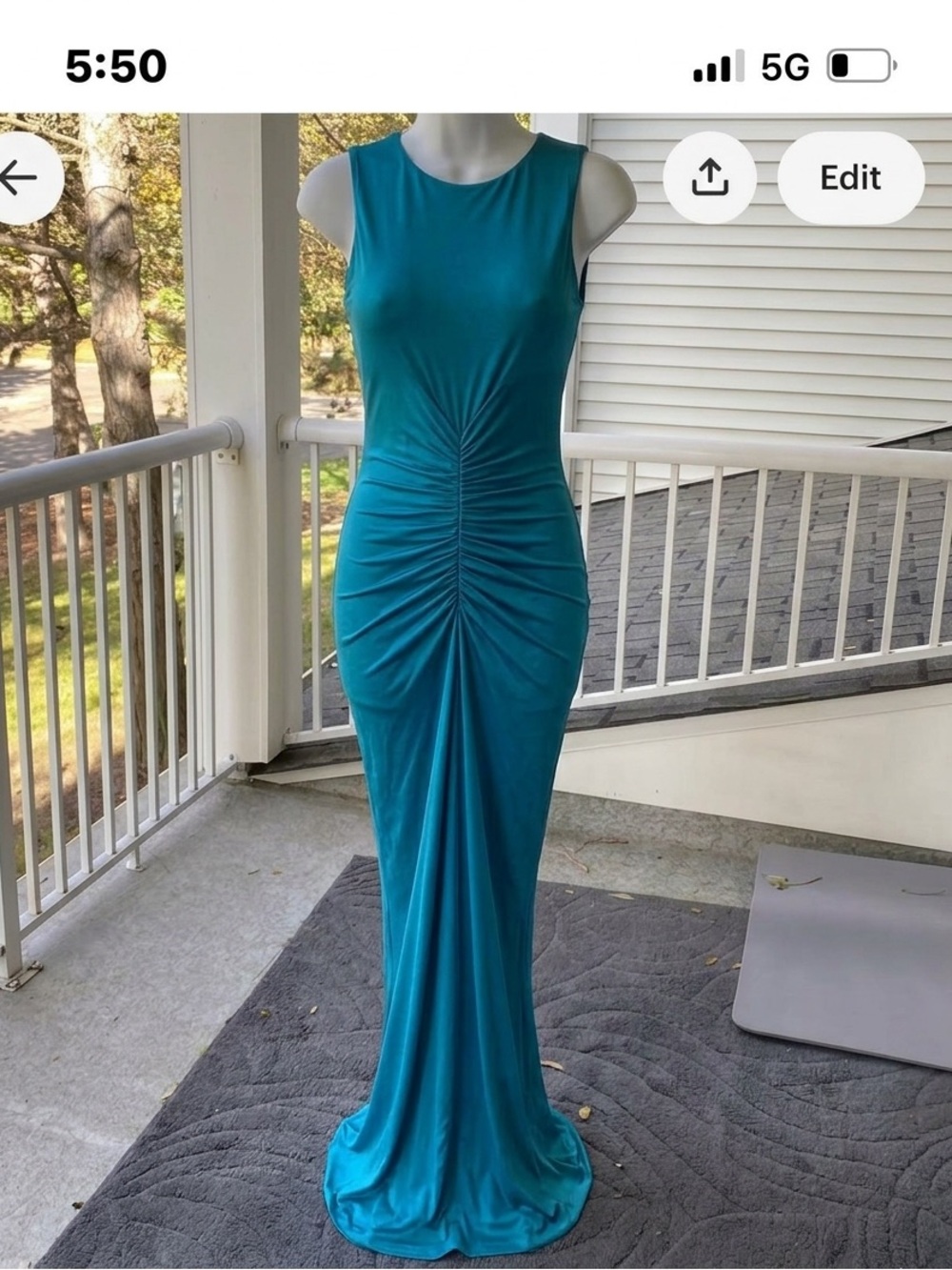 Turquoise Ruched Formal Evening Sleeveless Bodycon Dress